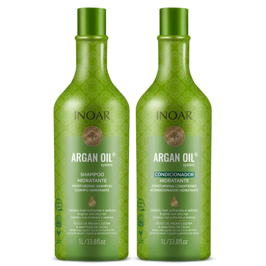 8000 Inoar Kit Argan Oil Systen Shampoo e Condicionador 1Lt - Imagem 1