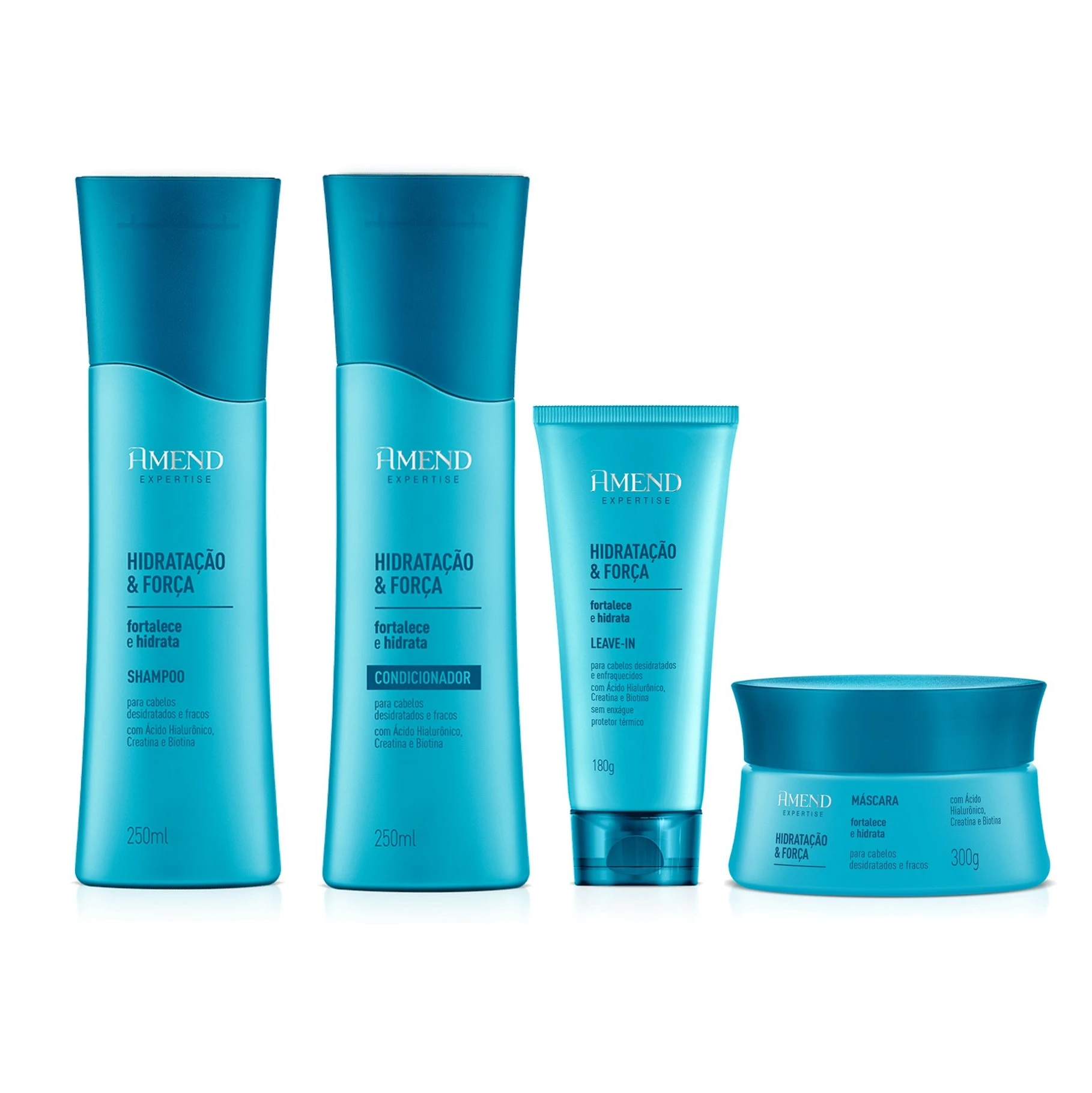 8990 Amend Kit Hidratação e Força Shampoo Condicionador Mascara Leave-in Amend Kit Hidratação e Força SHAMP 250ml + CONDI 250ml + MASC 300g + LEAVE-IN 180g - Imagem 1