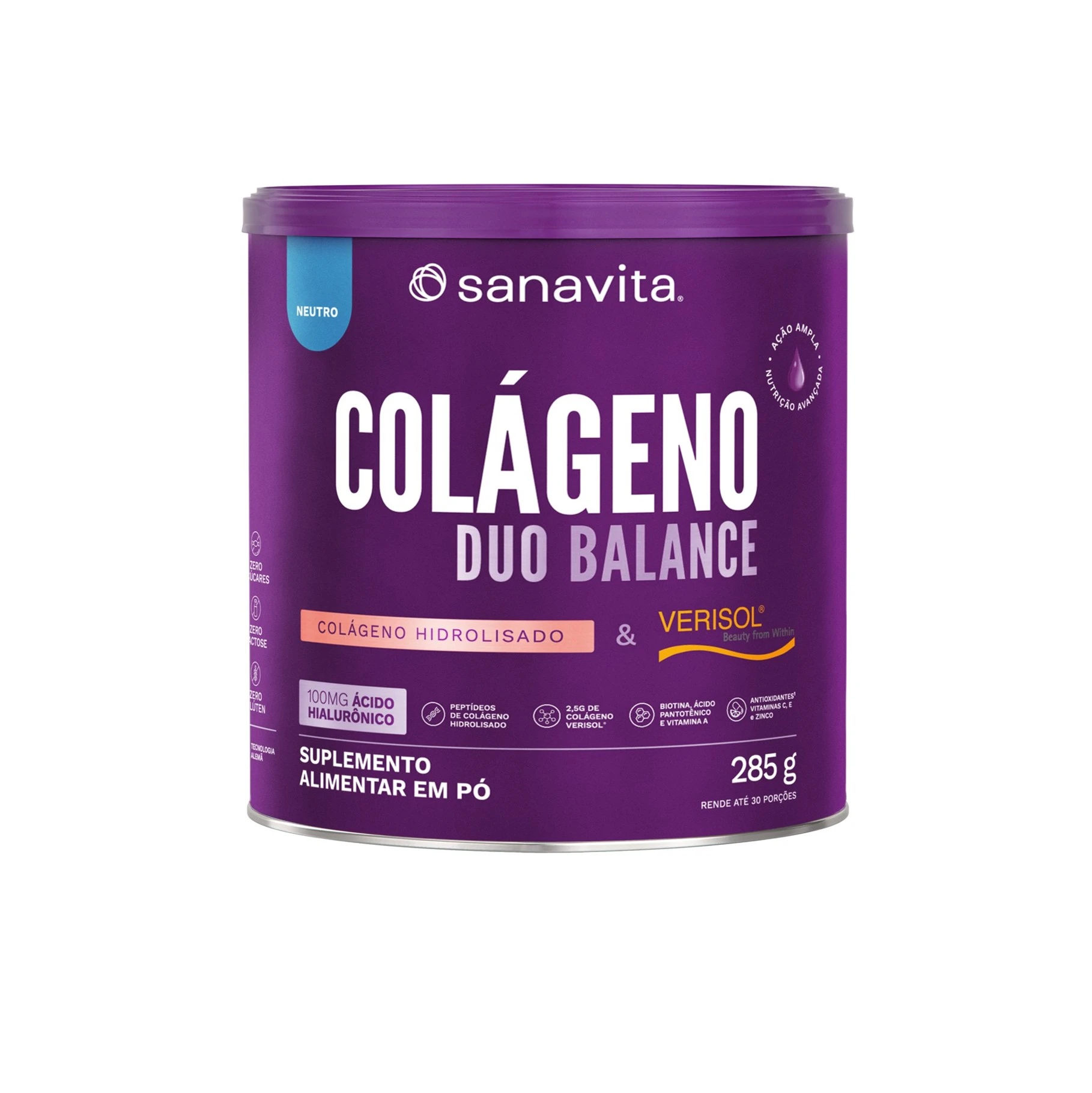 95001 Sanavita COLÁGENO DUO BALANCE - Sabor NEUTRO 285g - Imagem 1