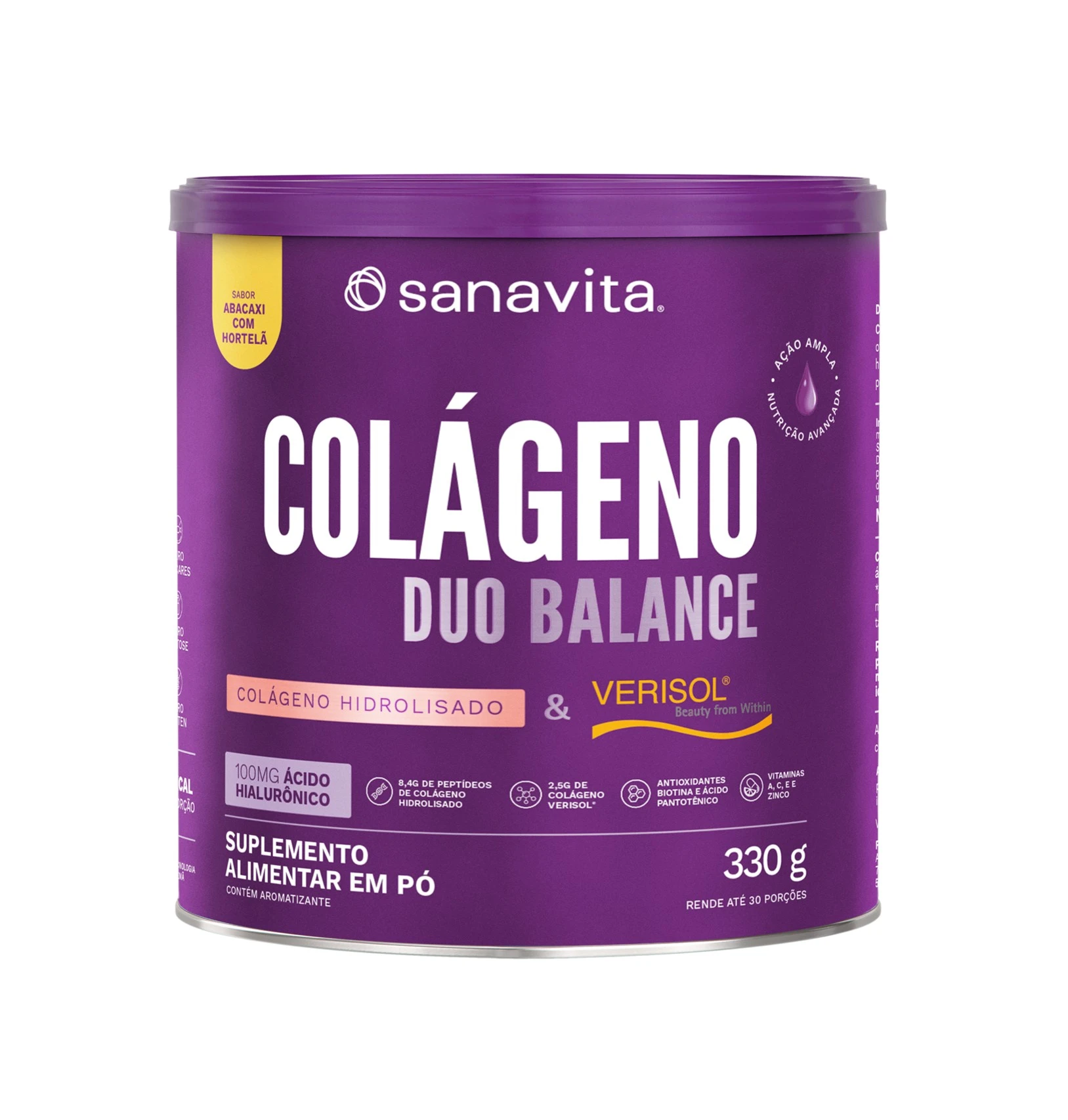 95006 Sanavita COLÁGENO DUO BALANCE - Sabor ABACAXI e HORTELÃ 330g - Imagem 1