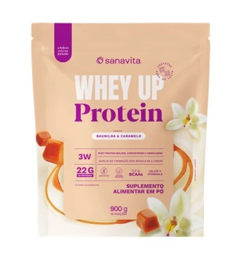 95011 Sanavita WHEY UP Protein Sabor BAUNILHA e CARAMELO - 900g - Imagem 1
