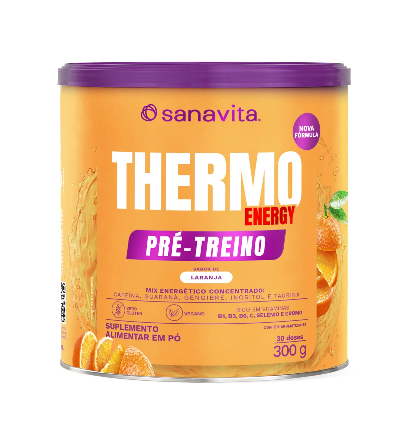 95016 Sanavita THERMO Energy PRÉ TREINO Sabor LARANJA - 300g - Imagem 1