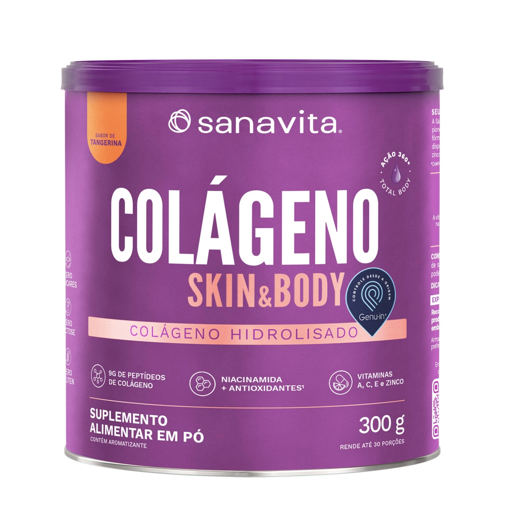 95027 Sanavita COLÁGENO Skin Body Sabor TANGERINA - 300g - Imagem 1