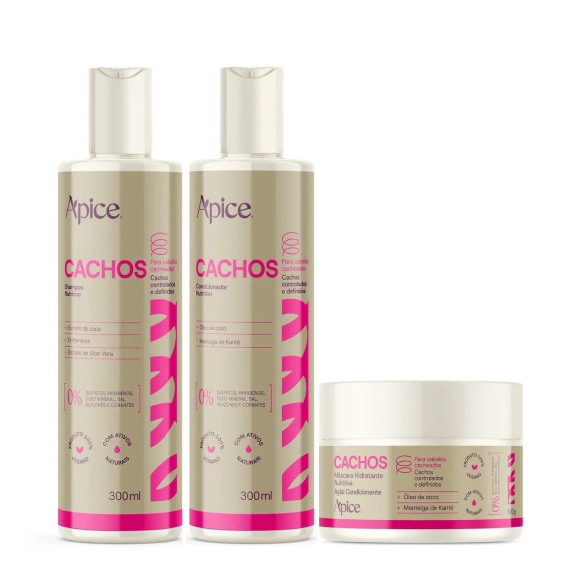 Apice Kit Cachos Shampoo 300ml + Condicionador 300ml + Mascara 300g