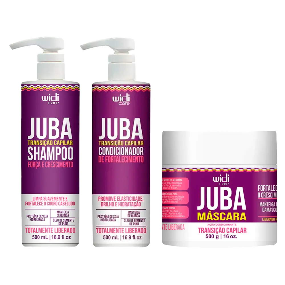 7504 Widi Care KIT Juba Transição Capilar Sh e Cond 500ml + Máscara 500g - Imagem 1